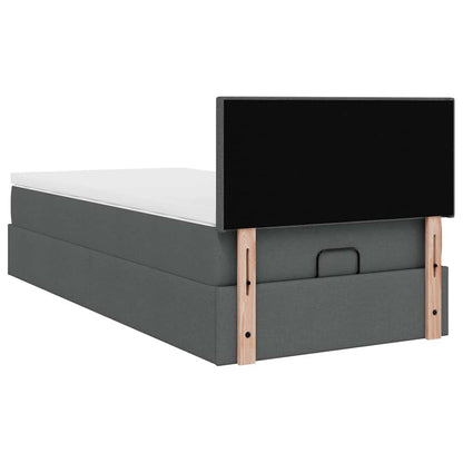 vidaXL Lit ottoman avec matelas et LED gris foncé 100x200 cm Tissu