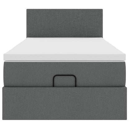 vidaXL Lit ottoman avec matelas et LED gris foncé 100x200 cm Tissu