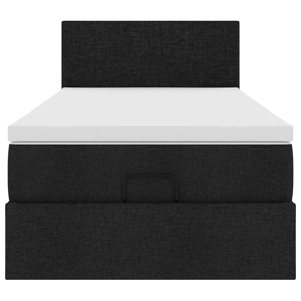 vidaXL Ottoman-Bett mit Matratze & LEDs Schwarz 100x200 cm Stoff