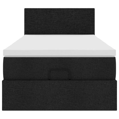 vidaXL Ottoman-Bett mit Matratze & LEDs Schwarz 100x200 cm Stoff