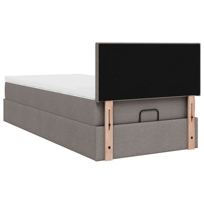 vidaXL Ottoman-Bett mit Matratze & LEDs Taupe 100x200 cm Stoff