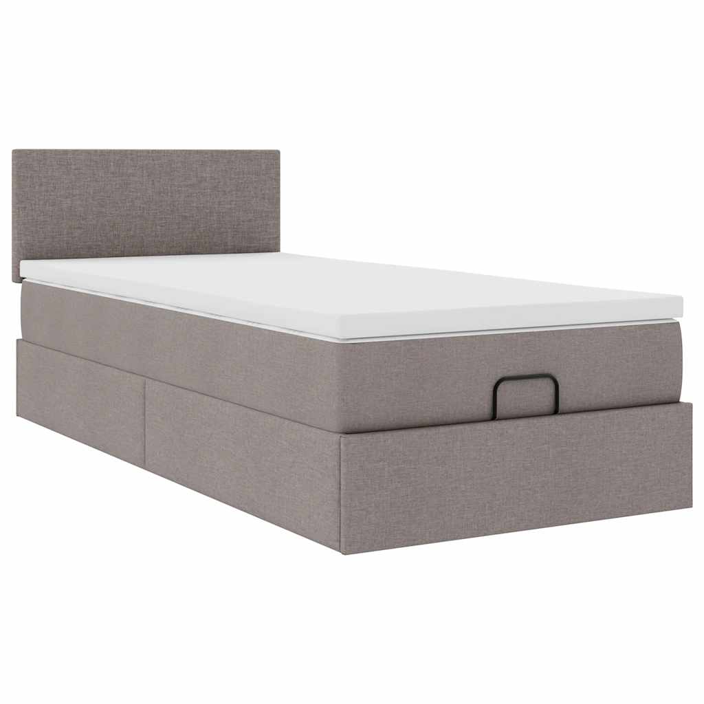 vidaXL Ottoman-Bett mit Matratze & LEDs Taupe 100x200 cm Stoff