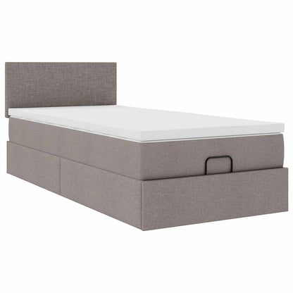vidaXL Ottoman-Bett mit Matratze & LEDs Taupe 100x200 cm Stoff