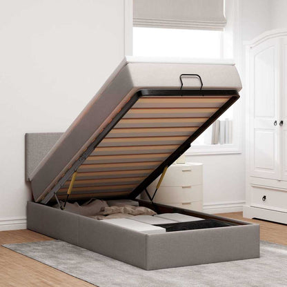 vidaXL Ottoman-Bett mit Matratze & LEDs Taupe 100x200 cm Stoff