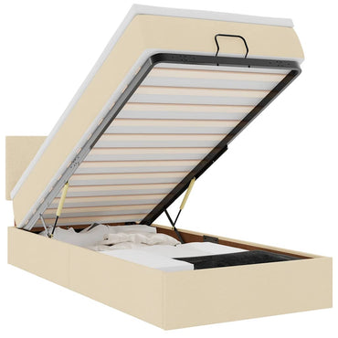 vidaXL Ottoman-Bett mit Matratze & LEDs Creme 100x200 cm Stoff