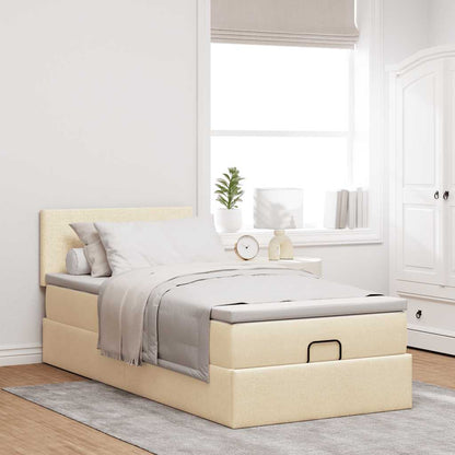 vidaXL Ottoman-Bett mit Matratze & LEDs Creme 100x200 cm Stoff