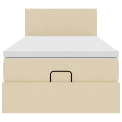 Ottoman-Bett mit Matratze & LEDs Creme 100x200 cm Stoff