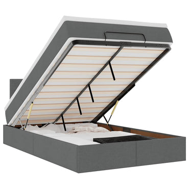 vidaXL Ottomane Bett mit Matratze & LEDs Dunkelgrau 120x190 cm Stoff