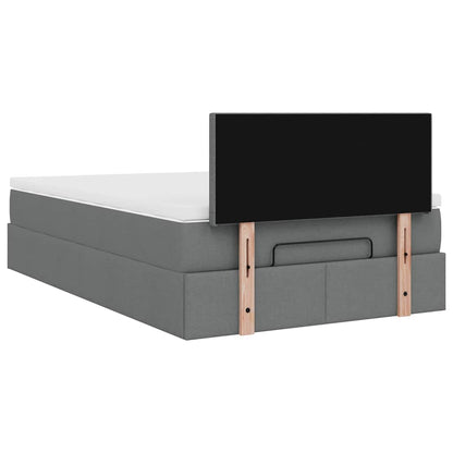 vidaXL Ottomane Bett mit Matratze & LEDs Dunkelgrau 120x190 cm Stoff