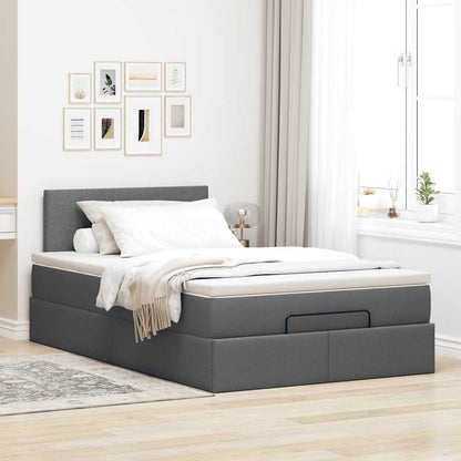 vidaXL Ottomane Bett mit Matratze & LEDs Dunkelgrau 120x190 cm Stoff