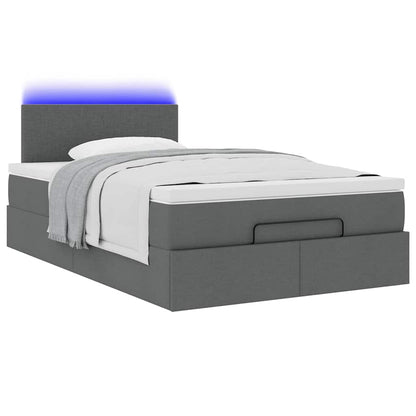 vidaXL Ottomane Bett mit Matratze & LEDs Dunkelgrau 120x190 cm Stoff