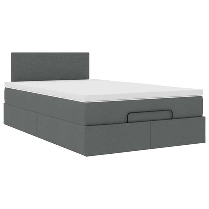 vidaXL Ottomane Bett mit Matratze & LEDs Dunkelgrau 120x190 cm Stoff