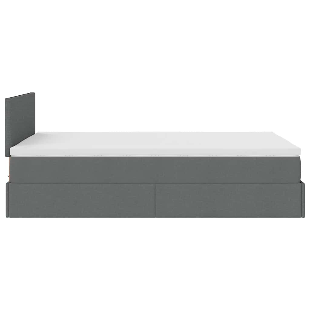 vidaXL Ottomane Bett mit Matratze & LEDs Dunkelgrau 120x190 cm Stoff