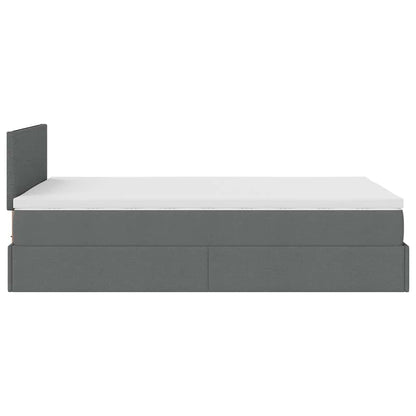 vidaXL Ottomane Bett mit Matratze & LEDs Dunkelgrau 120x190 cm Stoff