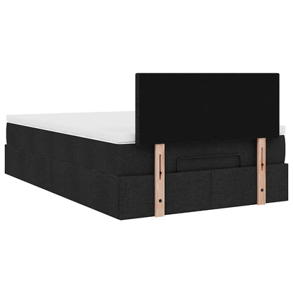 vidaXL Ottomane Bett mit Matratze & LEDs Schwarz 120x190 cm Stoff