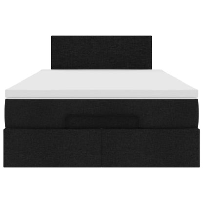 vidaXL Ottomane Bett mit Matratze & LEDs Schwarz 120x190 cm Stoff