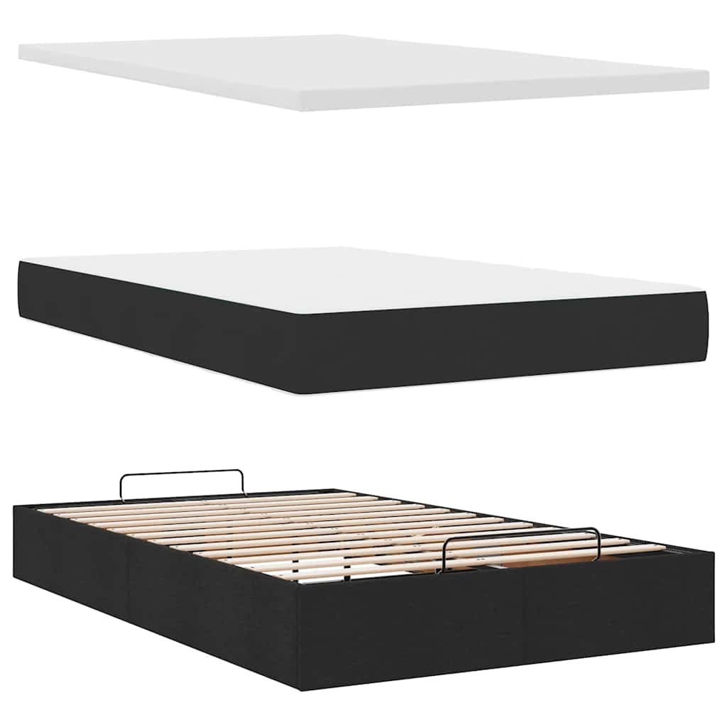vidaXL Ottomane Bett mit Matratze & LEDs Schwarz 120x190 cm Stoff