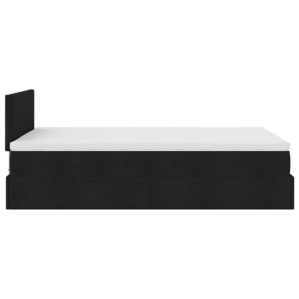 vidaXL Ottomane Bett mit Matratze & LEDs Schwarz 120x190 cm Stoff