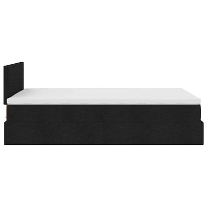 vidaXL Ottomane Bett mit Matratze & LEDs Schwarz 120x190 cm Stoff