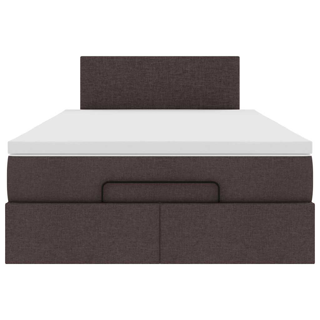 vidaXL Ottoman-Bett mit Matratze & LEDs Dunkelbraun 120x190 cm Stoff