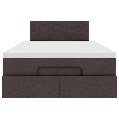 vidaXL Ottoman-Bett mit Matratze & LEDs Dunkelbraun 120x190 cm Stoff