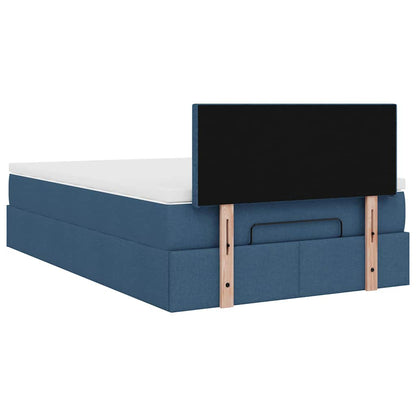 vidaXL Ottomane Bett mit Matratze & LEDs Blau 120x190 cm Stoff