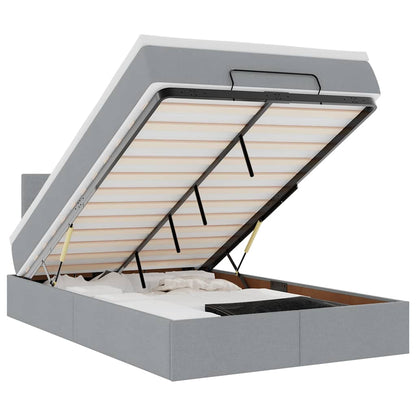 Ottoman-Bett mit Matratze & LEDs Hellgrau 120x200 cm Stoff