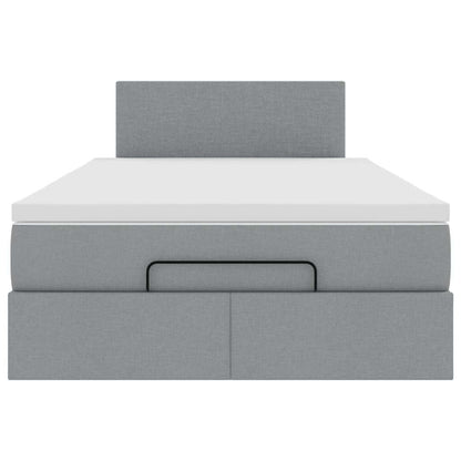 Ottoman-Bett mit Matratze & LEDs Hellgrau 120x200 cm Stoff