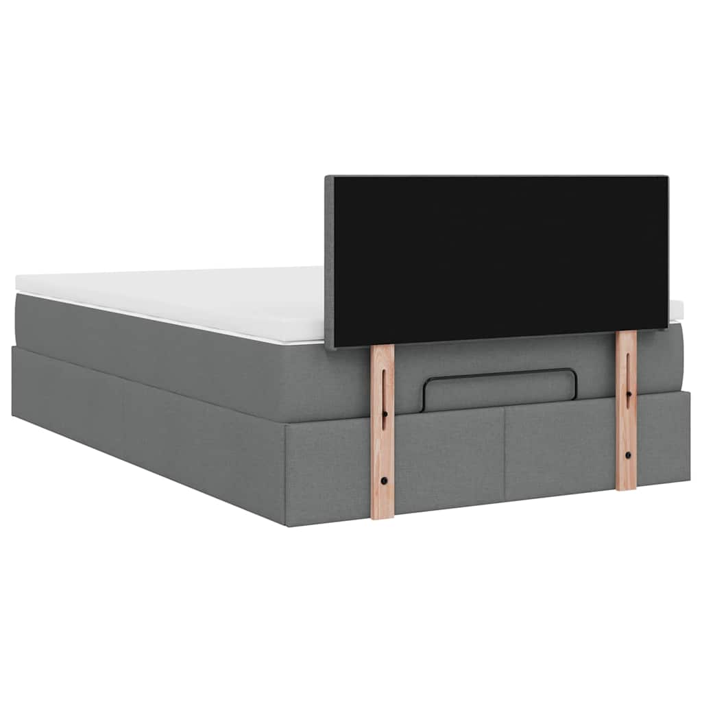 vidaXL Ottomane Bett mit Matratze & LEDs Dunkelgrau 120x200 cm Stoff
