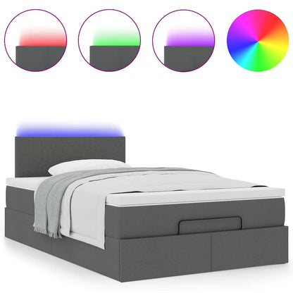 vidaXL Ottomane Bett mit Matratze & LEDs Dunkelgrau 120x200 cm Stoff