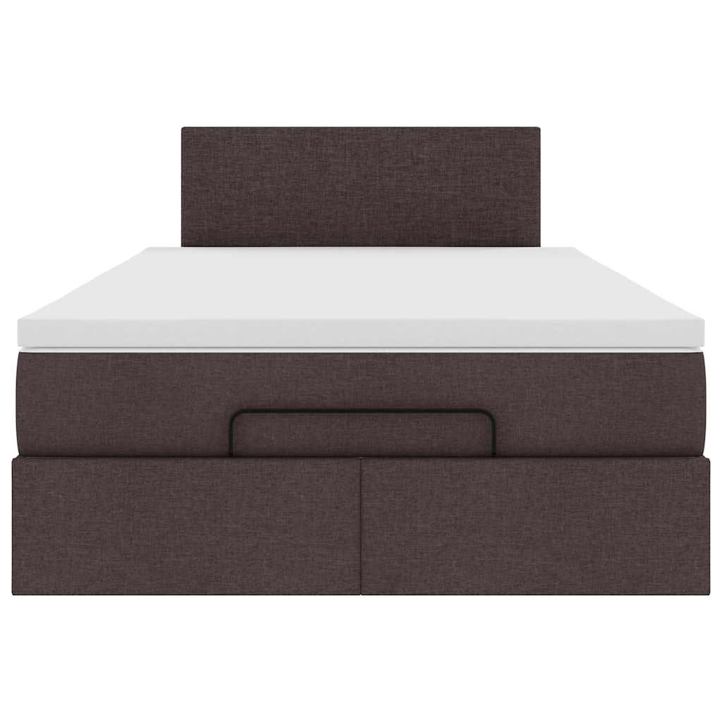 vidaXL Ottoman-Bett mit Matratze & LEDs Dunkelbraun 120x200 cm Stoff
