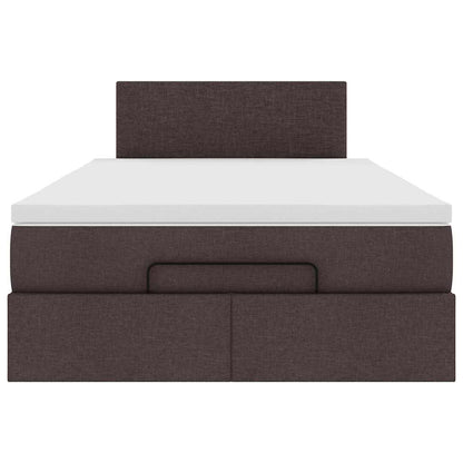 vidaXL Ottoman-Bett mit Matratze & LEDs Dunkelbraun 120x200 cm Stoff