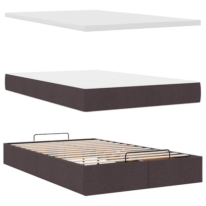 vidaXL Ottoman-Bett mit Matratze & LEDs Dunkelbraun 120x200 cm Stoff