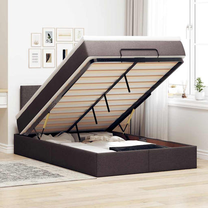 vidaXL Ottoman-Bett mit Matratze & LEDs Dunkelbraun 120x200 cm Stoff