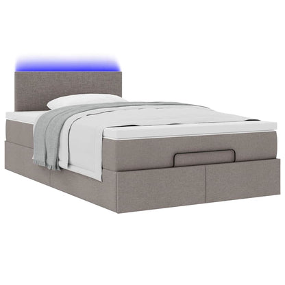 vidaXL Ottoman-Bett mit Matratze & LEDs Taupe 120x200 cm Stoff