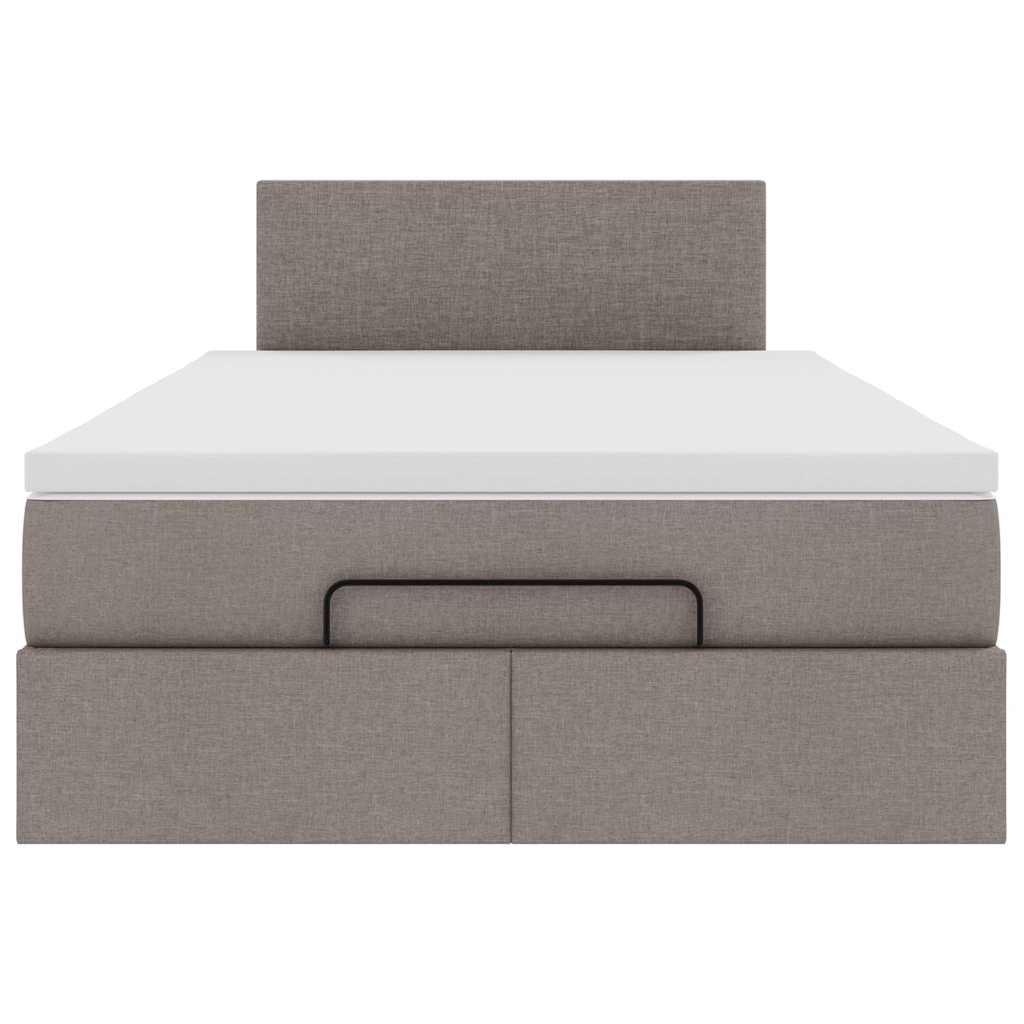 vidaXL Ottoman-Bett mit Matratze & LEDs Taupe 120x200 cm Stoff