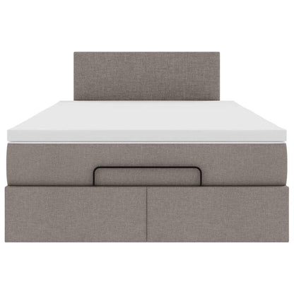 vidaXL Ottoman-Bett mit Matratze & LEDs Taupe 120x200 cm Stoff