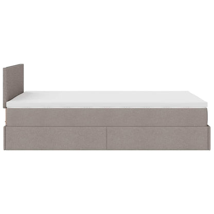 vidaXL Ottoman-Bett mit Matratze & LEDs Taupe 120x200 cm Stoff