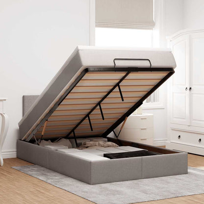 vidaXL Ottoman-Bett mit Matratze & LEDs Taupe 120x200 cm Stoff