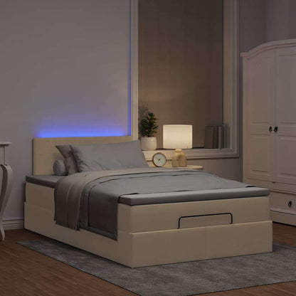 vidaXL Ottoman-Bett mit Matratze & LEDs Creme 120x200 cm Stoff
