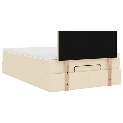 vidaXL Ottoman-Bett mit Matratze & LEDs Creme 120x200 cm Stoff