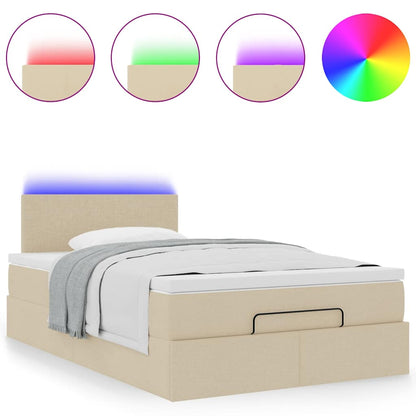 vidaXL Ottoman-Bett mit Matratze & LEDs Creme 120x200 cm Stoff