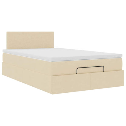vidaXL Ottoman-Bett mit Matratze & LEDs Creme 120x200 cm Stoff