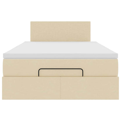 vidaXL Ottoman-Bett mit Matratze & LEDs Creme 120x200 cm Stoff