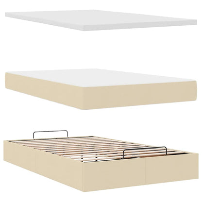 vidaXL Ottoman-Bett mit Matratze & LEDs Creme 120x200 cm Stoff