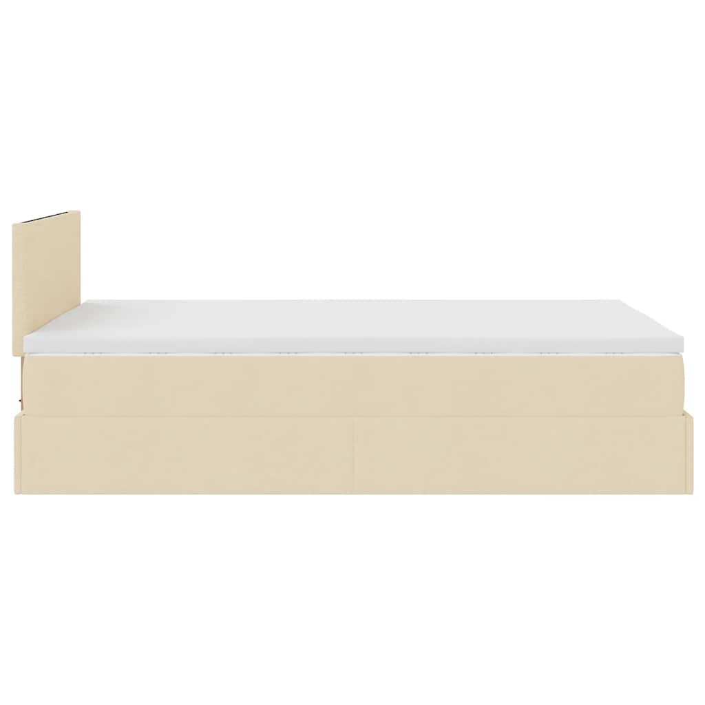 vidaXL Ottoman-Bett mit Matratze & LEDs Creme 120x200 cm Stoff