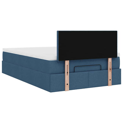 vidaXL Ottomane Bett mit Matratze & LEDs Blau 120x200 cm Stoff