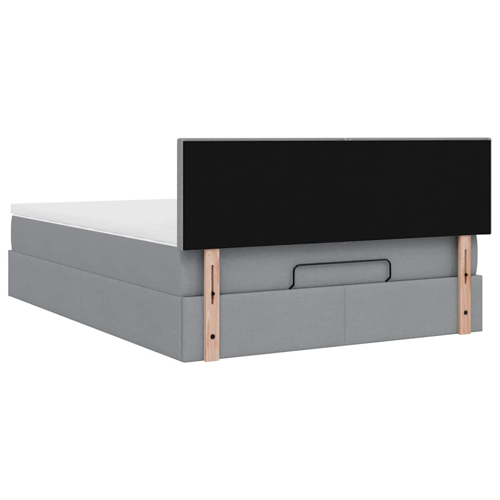 vidaXL Ottomane Bett mit Matratze & LEDs Hellgrau 140x190 cm Stoff