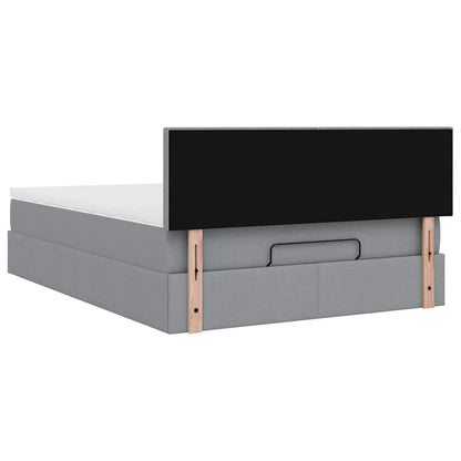 vidaXL Ottomane Bett mit Matratze & LEDs Hellgrau 140x190 cm Stoff