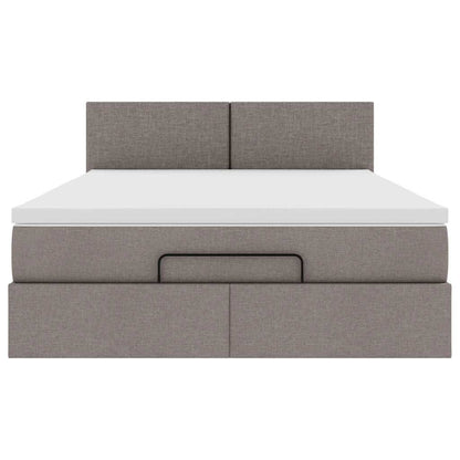Ottomanische Bett mit Matratze & LEDs Taupe 140x190 cm Stoff